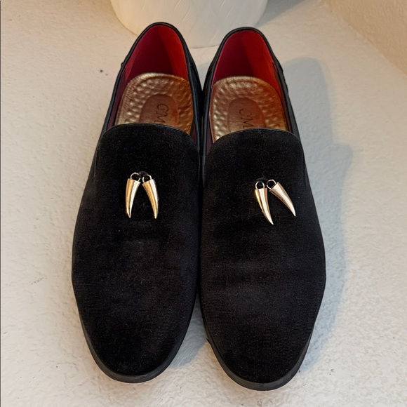 Beautiful Italian Black Suede Loafers with gold Accent main image 4